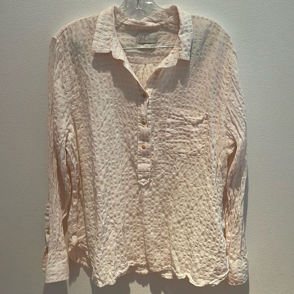 J.Crew baby pink and white checked popover Size 16